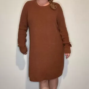 J. Jill braun Wollmischung Rippstrick Langarm Tunika Pullover Kleid Gr. L - Bild 1 von 7