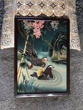 Old Rare Vintage Traditional Chinese Oriental Mandarin Duck Painting On Glass