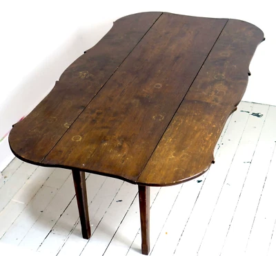 19th Century Antique Gothic Walnut Wood Drop Leaf Dining Room Dinner Table - Image 1 of 4