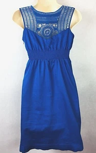 Romy womens Blue V-neck summer dress Crochet Back Sleeveless Dress Size XS - Picture 1 of 7