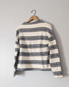 Anthropologie Eli + Ali Cream Navy Striped Pullover Mock Neck Sweater Coastal... - Picture 1 of 4