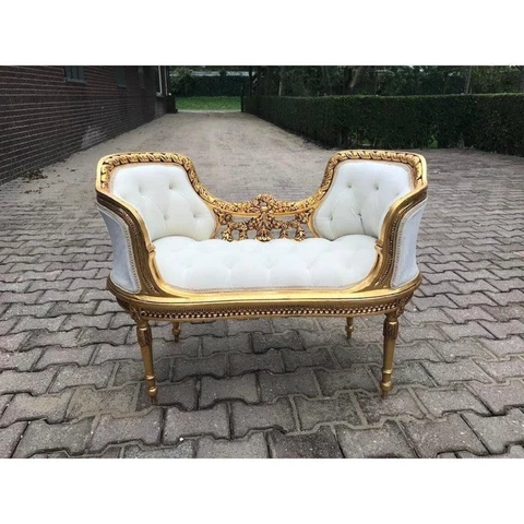 French Louis XVI Style Off-White Velvet Settee / bench Cover