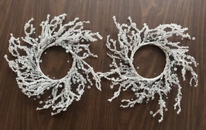 Pair Of Iced Branch Twig Candle Wreath Rings, Beautiful! - Picture 1 of 4