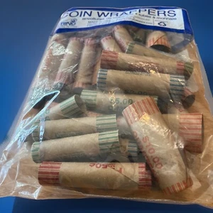Assorted Rolls Preformed Coin Wrappers N.F. String & Sons, Inc. 36 Paper Tubes - Picture 1 of 7