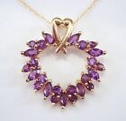 Lab Created Amethyst 220Ct Marquise Cut Heart Pendant 14K Yellow Gold Plated