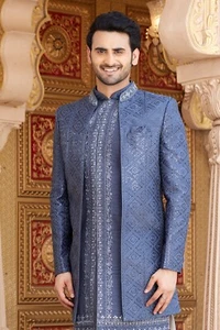 3 Pc Indian Wedding Bollywood Party Wear Designer Embroidered Indo Western India - Picture 1 of 4