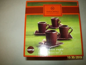 Mario Batali Espresso Brown Cups and Saucers Set - 8 Pc Copco New - Picture 1 of 5