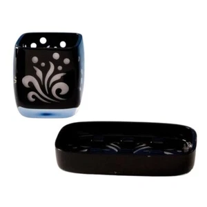 B-Ware 2tlg Set Bad Accessoires Zahnputzbecher Seifenschale Ornella Schwarz - Bild 1 von 1