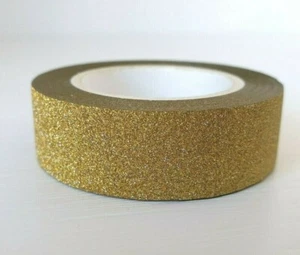 GOLD GLITTER Washi Tape 15mmx10M Journal Craft Bling Sparkle Mask Adhesive Bujo - Picture 1 of 2