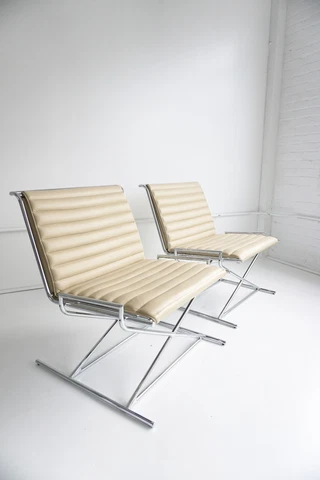 Pair of Sled Chairs by Ward Bennett for Geiger Cover