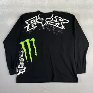 Fox Racing Monster Energy Shirt Mens XL Black Long Sleeve Ricky Carmichael Y2K - Picture 1 of 8