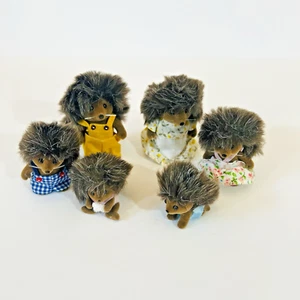 Sylvanian Wilder Hedgehog Family 1985 Epoch 6pc Set VTG Calico Critters Lot - Picture 1 of 13