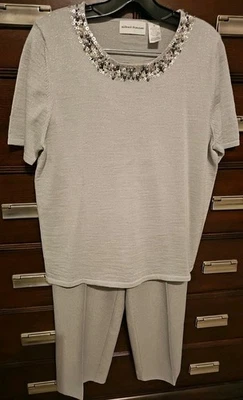 ALFRED DUNNER PANTS 10P WINE HERRINGBONE STRETCH POCKETS ELASTIC WAIST PULL ON - Image 1 of 4