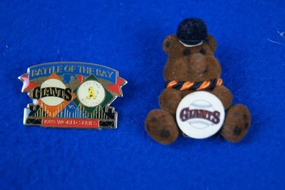 1989 Battle of the Bay Giants Athletics World Series Pin Lapel + Giants Bear - Image 1 of 4