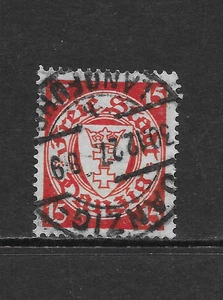 DANZIG  SCOTT 176 USED VF - 1935 15pf RED/YELSH ISSUE - "LANGFUHR " CANCEL - Picture 1 of 2
