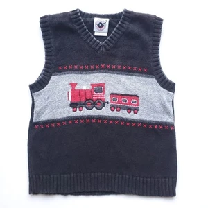 Good Lad Of Philadelphia Sweater Vest Boys 4T Vintage Train Blue Red Gray V Neck - Picture 1 of 8
