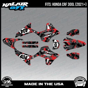 Graphics Kit for Honda CRF300L CRF 300L 2021+ Invasion Series - Red - Picture 1 of 4