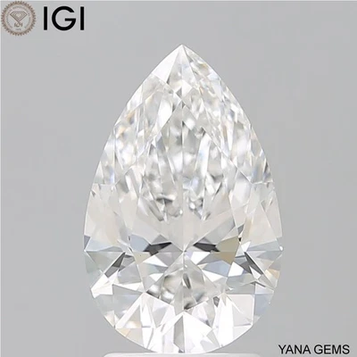 IGI Certified 2.00 CARAT Lab Grown CVD Diamond E Color VS1 Clarity PEAR Cut - Image 1 of 4