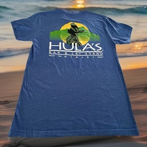 EUC HULAs Bar & Lei Stand Erwachsene Medium blau T-Shirt Waikiki Hawaii - Bild 1 von 7