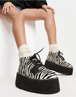 Botas de plataforma Kickers para mujer Kick High estampadas de cebra talla 37 EE. UU. 6,5/7 nuevas Foto 1 de 4