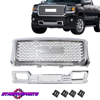 Front Grille/Front Bumper Lower Plate Chrome Set For GMC Sierra 1500 2014-2015 - Изображение 1 из 4