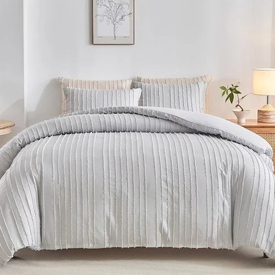 Juego de funda nórdica tamaño king ropa de cama acolchada de microfibra con cremallera oculta 3 piezas nuevo Foto 1 de 4