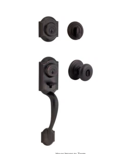 Kwikset Montara Venetian Bronze Handleset Juno Knob 2 Point Keyed Lock Entry - Picture 1 of 3