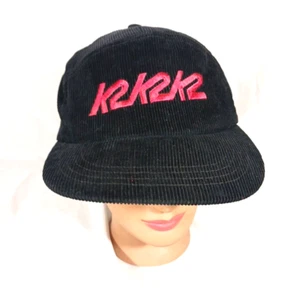K2 Snowboard Company Mens Baseball Cap Hat Black Corduroy Leather Strap back - Picture 1 of 6