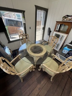 vintage glass circle table  - Image 1 of 4