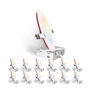 Fire Rated 2HR 12 Pack 6 Inch 5CCT Ultra-Thin 1400LM Dimmable LED Recessed Li... - Picture 1 of 7