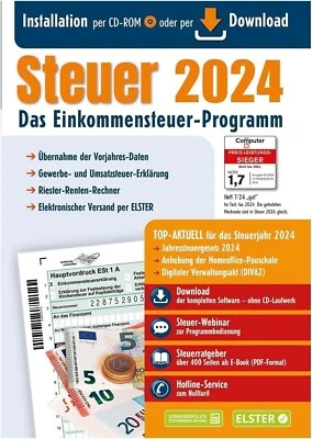 ALDI STEUER 2024 für Steuererklärung am PC ELSTER  Steuerprogramm NEU OVP - Bild 1 von 3