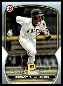 2023 Bowman Prospects Sky Blue Border Yordany De Los Santos 158/499 Pittsburgh