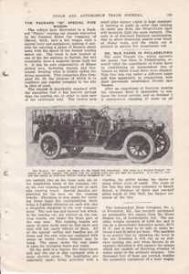 Original 1908 Packard 30 Fire Truck Article & Photo/Detroit Fire Dept - Picture 1 of 1