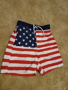 Oshkosh Boys Youth American Red White Blue Flag Swim Trunks sz 6 - Picture 1 of 3