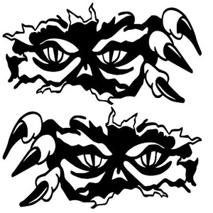 Peeking eyes skull decal zombie large boat graphics auto car truck canoe 23"x12" - Picture 1 of 2