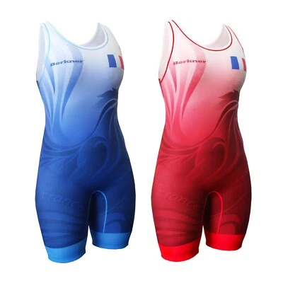 Femminile FRANCIA Wrestling Singlet BERKNER Ringertrikot UWW Representative - Immagine 1 di 4