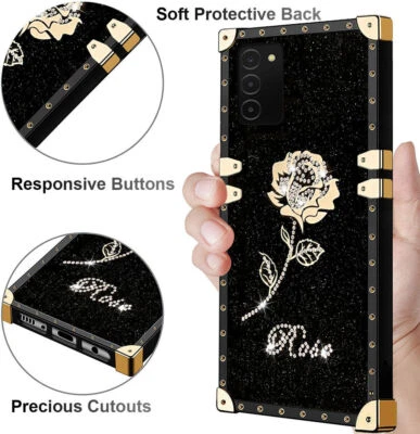 Diamond Bling Rose Phone Case For Samsung iPhone Huawei Honor Google LG Moto TCN - Image 1 of 4