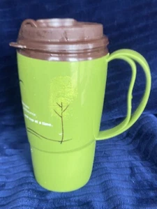 Tim Hortons Thermo-Serve 16oz Travel Coffee Mug Brown/Green Plastic - Picture 1 of 4