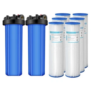 Paquete de 2 carcasas de filtro de agua para toda la casa de 20 pulgadas y sistema de filtración plisado de 6P PP - Imagen 1 de 17
