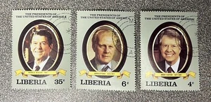 SELLOS DE PRESIDENTES DE LIBERIA EE. UU. JIMMY CARTER, FORD REAGAN - Imagen 1 de 2