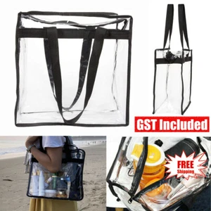 Clear Tote Large Zipper Transparent Shoulder Bag Handbag Beach Stadium Bag - Picture 1 of 9