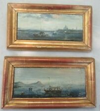 OUTSTANDING PAIR OF ANTIQUE PAINTINGS MARINE ( SEASCAPE ) ON WOOD  SIGNED 