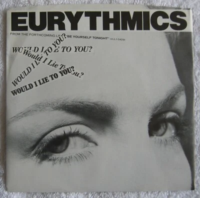 Eurythmics "Would I Lie To You?" Picture Sleeve 45 Vinyl, RCA, 1985 - Image 1 of 4