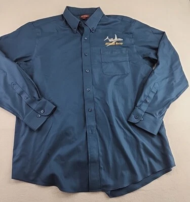 USAF Jstars Recap Logo Mens XL Blue Cotton Long Sleeve Shirt - Image 1 of 4