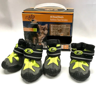 Afp Dog and Cat Boots, All Road Sm (8069) Set of 4 Booties, Yellow/Lime Green, N