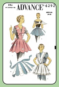 Scalloped APRON w Gored Skirt RARE Advance 6292 Vtg 1952 Craft Sewing Pattern - Picture 1 of 17