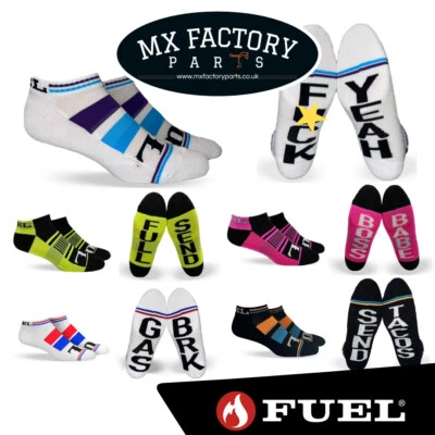FUEL Ankle Low Cut Socks Men Womens Gym MX Christmas Novelty Gift Racing Bike UK - Image 1 of 4