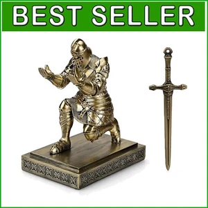 Elegant Knight Pen Holder & Sword Letter Opener – Bronze Desk Organizer - Picture 1 of 12
