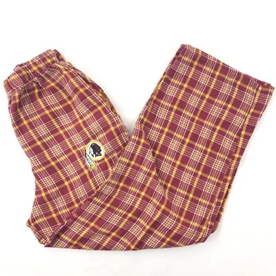 Pantalones de pijama NFL Redskins para hombre pequeños rojos a cuadros informales ropa de dormir bordada Foto 1 de 4