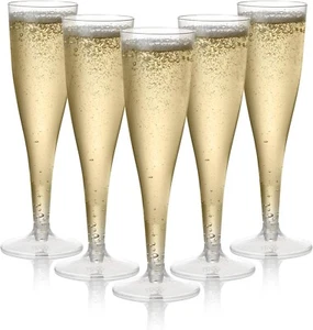 Plastic Champagne Flutes | UK Made | Recyclable | 160ml | One Piece Glass - Picture 1 of 12